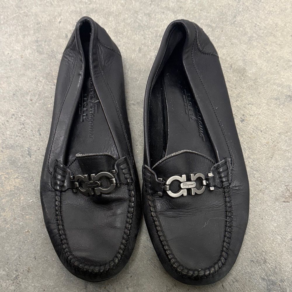 Salvatore Ferragamo Black Leather Loafers